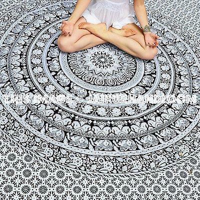 Bohemian Dorm Room Wall Art Indian Mandala Yoga Mat Sofa Throw-Jaipur Handloom
