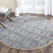Braided Denim Jute Bedroom Round Rug 5 ft X 5 ft | Jaipur Handloom