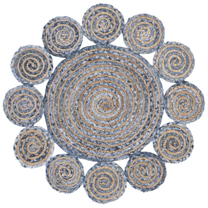 Bohemian Hand-braided Denim Jute Living Room Round Rugs Carpet
