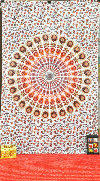 Bohemian Indian Tapestry Peacock Mandala Tapestries Cute Picnic Blanket-Jaipur Handloom