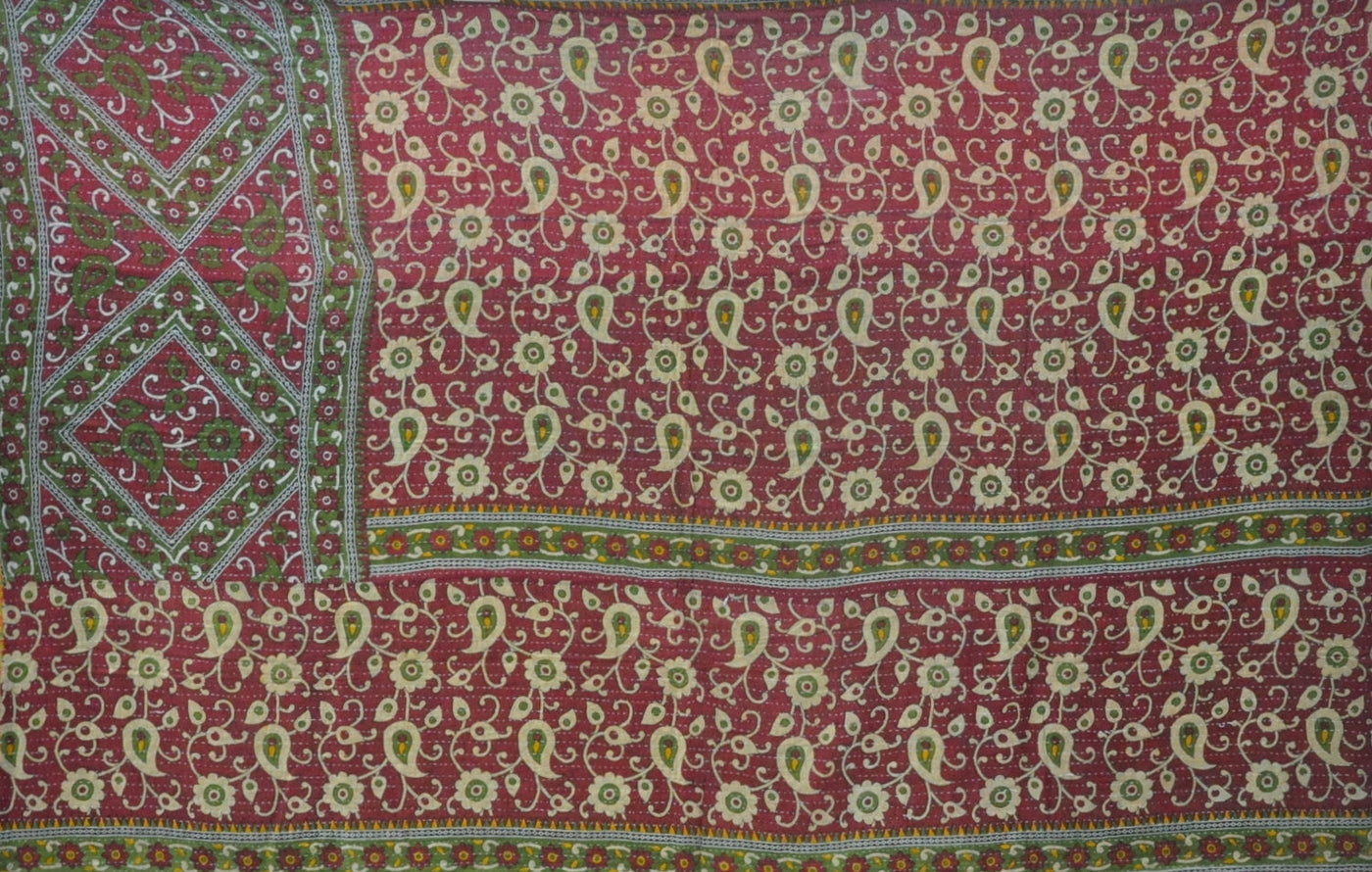 paisley kantha quilt blanket