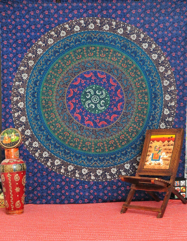 Bohemian Mandala Tapestry Hippie Dorm Room Wall Hanging Tapestries-Jaipur Handloom