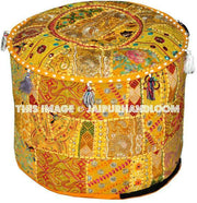 Bohemian Patch Work Pouf Ottoman-Jaipur Handloom