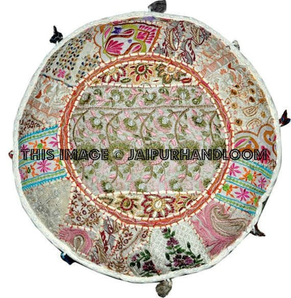 Bohemian Patchwork Pouf Ottoman Bean Bag pouffe-Jaipur Handloom