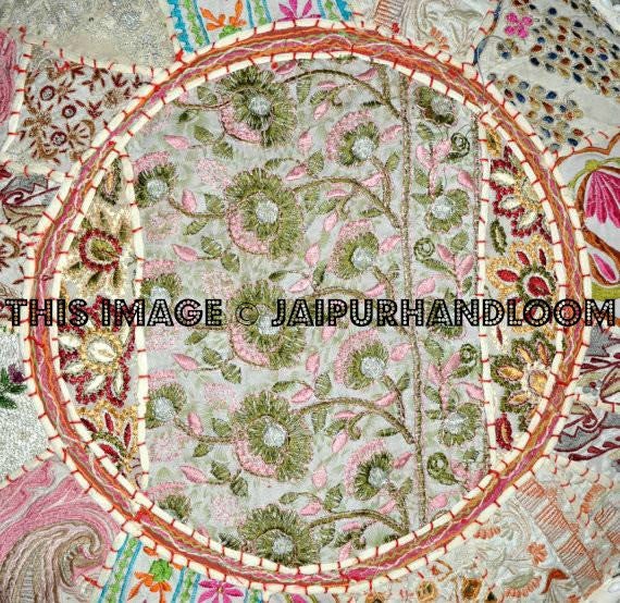 Bohemian Patchwork Pouf Ottoman Bean Bag pouffe-Jaipur Handloom
