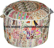 Bohemian Patchwork Pouf Ottoman Bean Bag pouffe-Jaipur Handloom