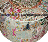 Bohemian Patchwork Pouf Ottoman Bean Bag pouffe-Jaipur Handloom