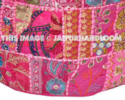 Bohemian Patchwork Pouf Ottoman-Jaipur Handloom