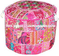 Bohemian Patchwork Pouf Ottoman-Jaipur Handloom