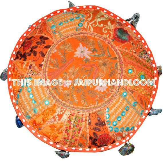 Bohemian Patchwork Pouf Ottoman pouffe, pouffes-Jaipur Handloom
