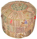 Bohemian Pouf Ottoman in Beige/Khaki pouffe