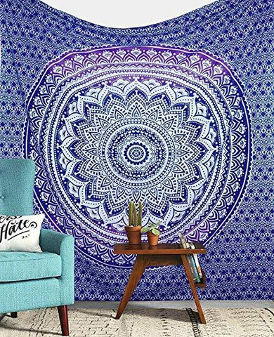 Bohemian Purple Tapestry, Twin Ombre Tapestry Wall Hanging for Dorm Decor