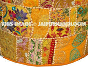 Bohemian Round Indian Ottoman Patchwork Pouf pouffe-Jaipur Handloom