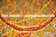 Bohemian Round Indian Ottoman Patchwork Pouf pouffe-Jaipur Handloom
