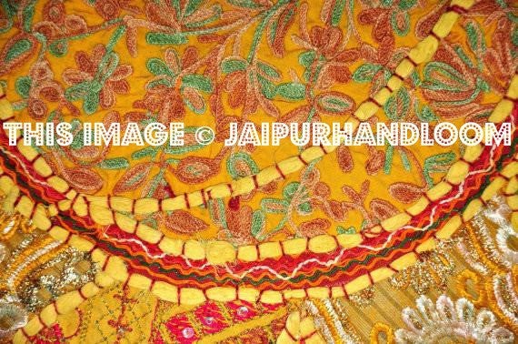 Bohemian Round Indian Ottoman Patchwork Pouf stool cover-Jaipur Handloom