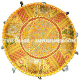 Bohemian Round Indian Ottoman Patchwork Pouf stool cover-Jaipur Handloom