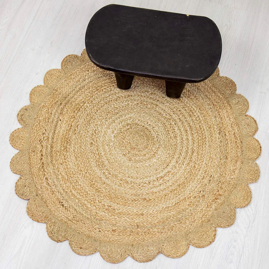 Jaipur handloom round Jute Scalloped Rug, Bohemian Rug, Natural Jute Rug, Boho Decor Rug, Area Rug, Handwoven Jute Rug, Custom Rug, Decorative Rug