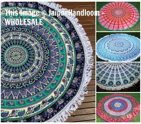 Bohemian Round Tablecloth Cotton Mandala Bedsheets - Wholesale set of 50 pcs-Jaipur Handloom