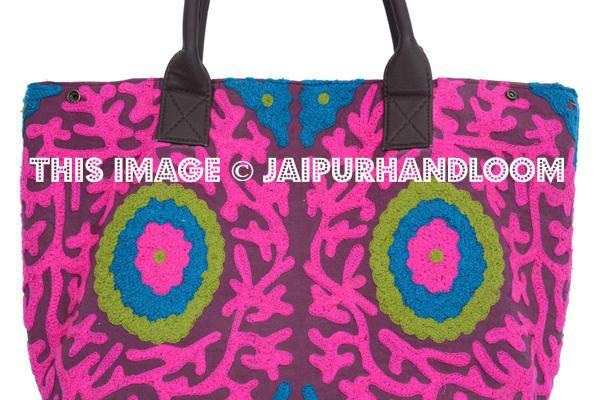 Bohemian Suzani Embroidered Bag Tote, Ethnic Bag, Tote Bag-Jaipur Handloom