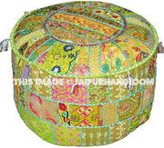 Bohemian Vintage Embroidered Pouf Ottoman-Jaipur Handloom