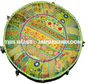 Bohemian Vintage Embroidered Pouf Ottoman-Jaipur Handloom