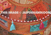 Bohemian Vintage Indian Ottoman Stool Cover Patchwork Footstool-Jaipur Handloom