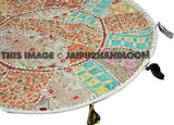 Bohemian White 22" Patchwork Round Floor Pillow Cushion Vintage Indian pouf Foot Stool-Jaipur Handloom