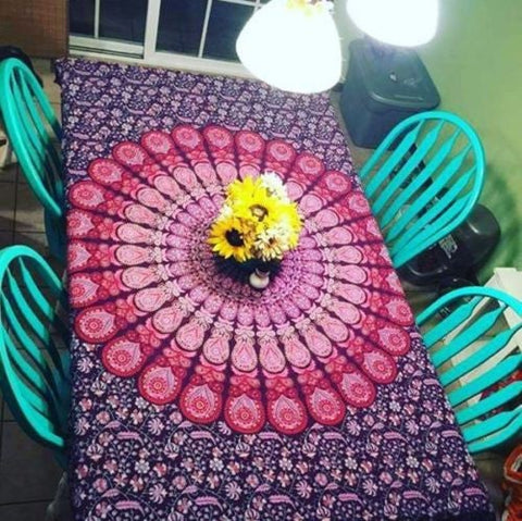 Bohemian mandala Table cloth Indian Cotton Beach Throw blanket-Jaipur Handloom