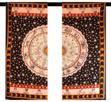 Boho Horoscope Curtain Set Indian Astrology Window Hanging Drapes-Jaipur Handloom