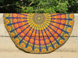 Boho Mandala Beach Throw Indian Round Wall Tapestry cotton yoga mats-Jaipur Handloom