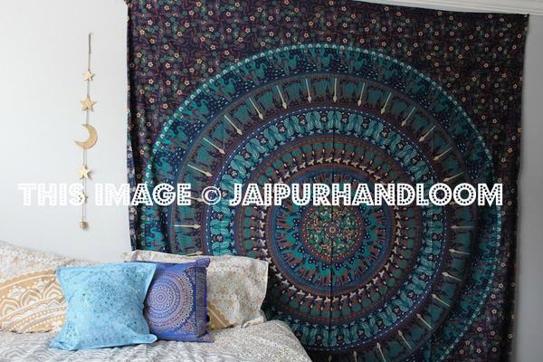Boho Peace Keeper Mandala Tapestry Psychedelic Dorm Tapestries Posters-Jaipur Handloom