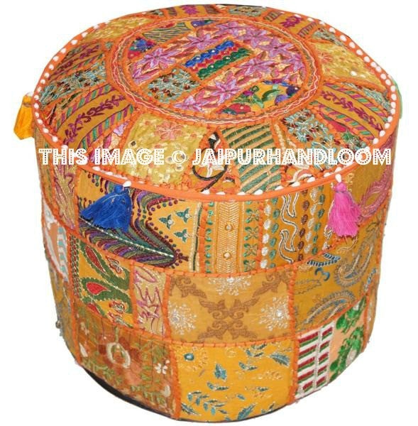 Boho Pouf ottomans - 18X13 inches-Jaipur Handloom