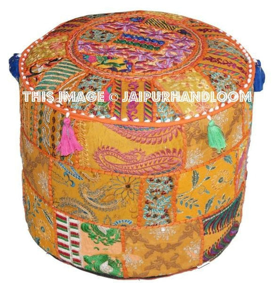 Boho Pouf ottomans - 18X13 inches-Jaipur Handloom