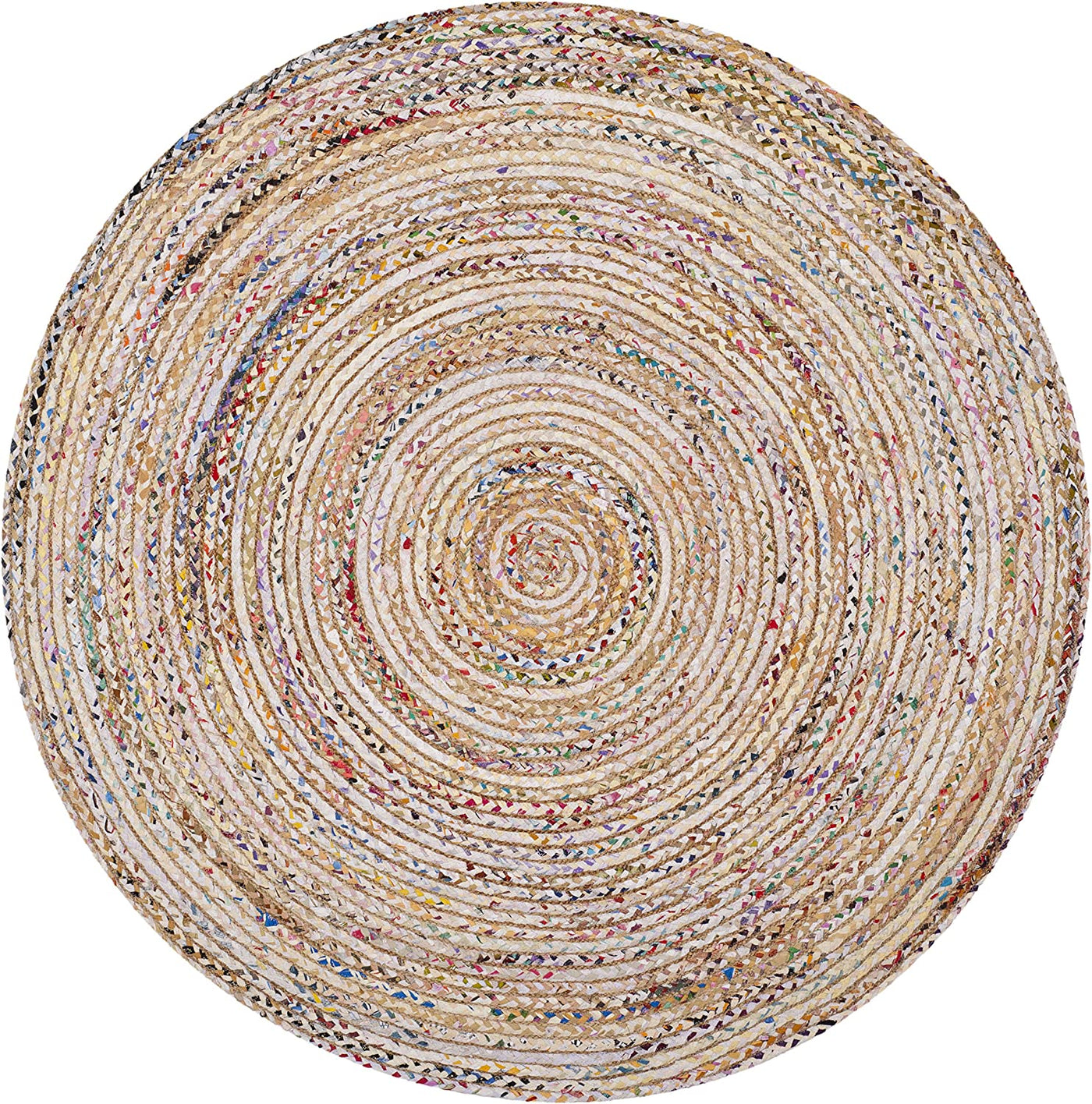 Boho Round Rug  White & Ivory Round rugs Cotton Chindi rag Rug Round Rug
