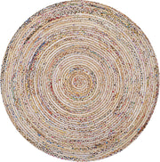 Boho Round Rug  White & Ivory Round rugs Cotton Chindi rag Rug Round Rug