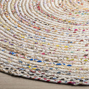 Boho Round Rug  White & Ivory Round rugs Cotton Chindi rag Rug Round Rug