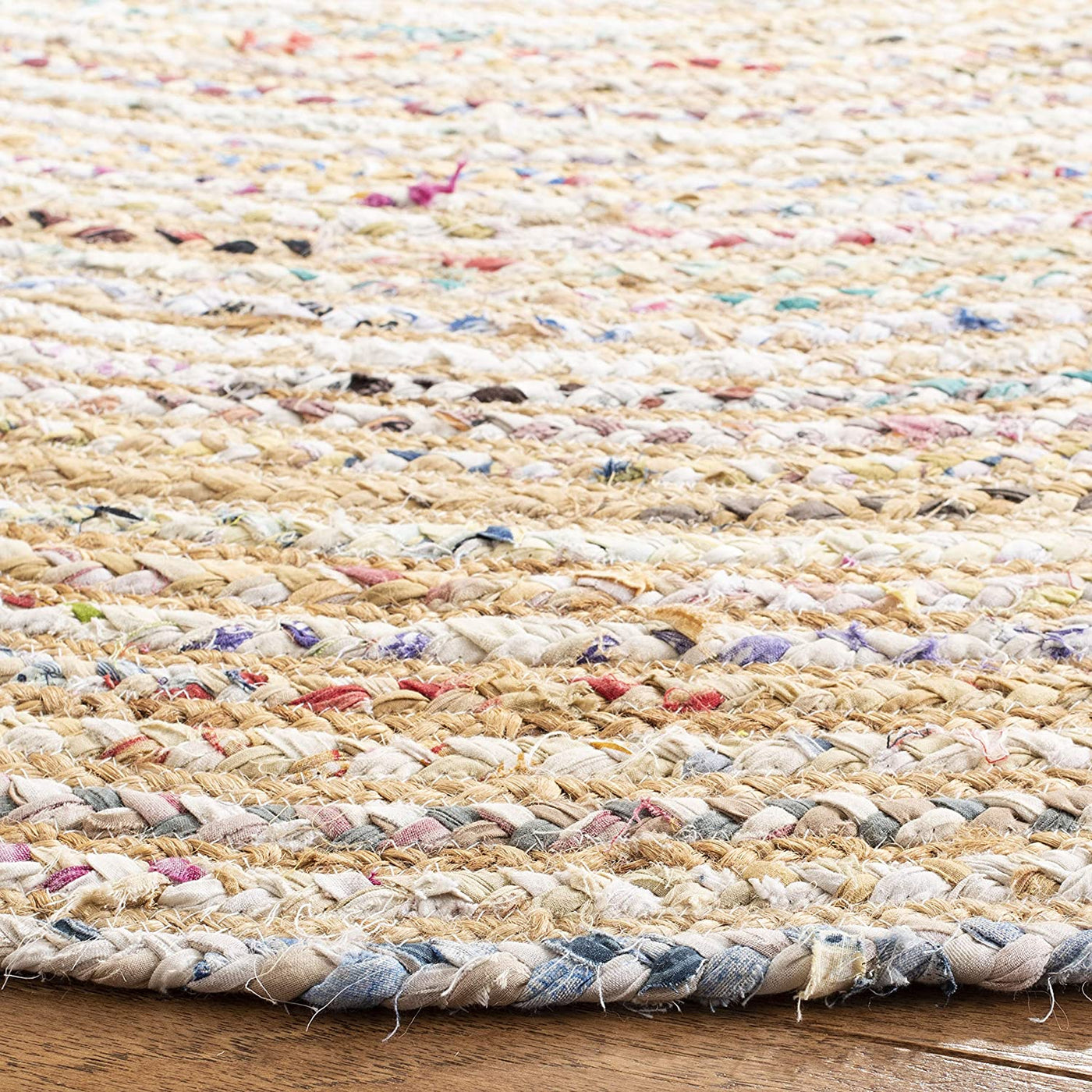 Boho Round Rug  White & Ivory Round rugs Cotton Chindi rag Rug Round Rug