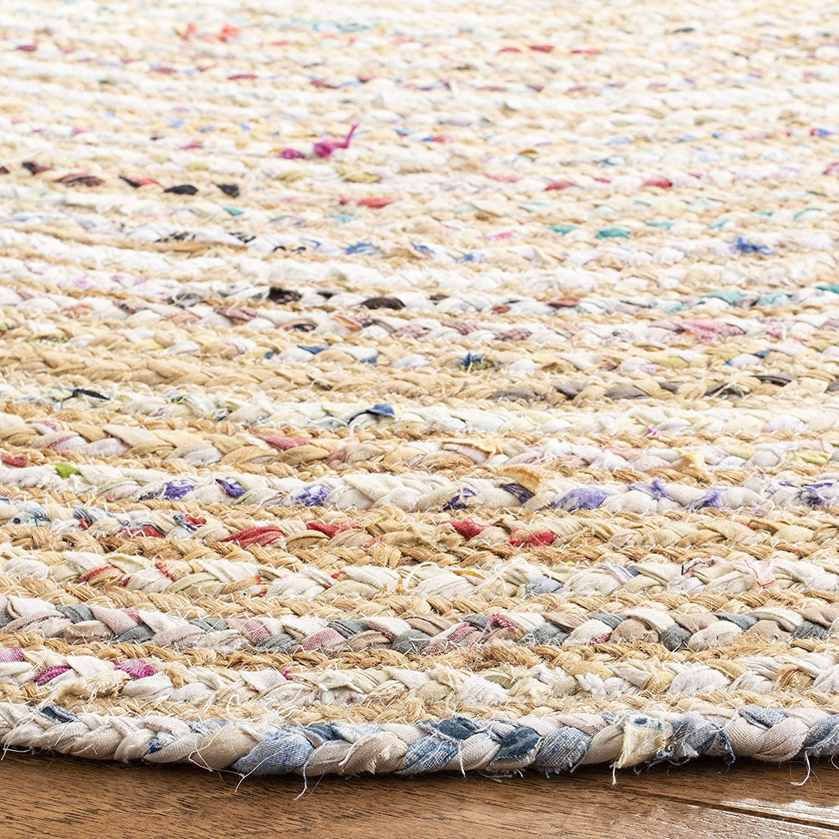 Boho Round Rug  White & Ivory Round rugs Cotton Chindi rag Rug Round Rug