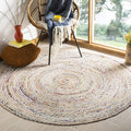 Boho Round Rug  White & Ivory Round rugs Cotton Chindi rag Rug Round Rug