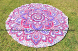 Boho chic pink floral round beach towel australia bohemian round tablecloth-Jaipur Handloom