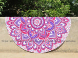 Boho chic pink floral round beach towel australia bohemian round tablecloth-Jaipur Handloom