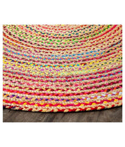 Boho jute chindi Round Rug Hand Woven Bohemian Round Rag Rug Meditation Mat