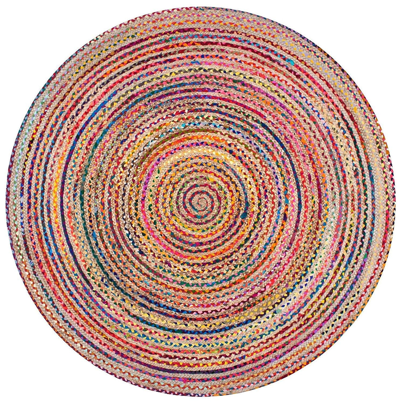 Boho jute chindi Round Rug Hand Woven Bohemian Round Rag Rug Meditation Mat