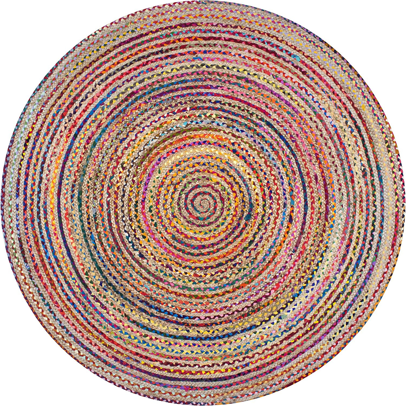 Boho jute chindi Round Rug Hand Woven Bohemian Round Rag Rug Meditation Mat