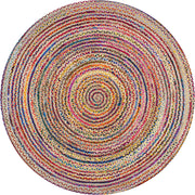 Boho jute chindi Round Rug Hand Woven Bohemian Round Rag Rug Meditation Mat