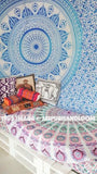 Boho wall tapestry blue Queen Cotton Mandala Bedding Blanket Bedspread-Jaipur Handloom