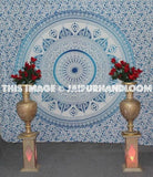 Boho wall tapestry blue Queen Cotton Mandala Bedding Blanket Bedspread-Jaipur Handloom