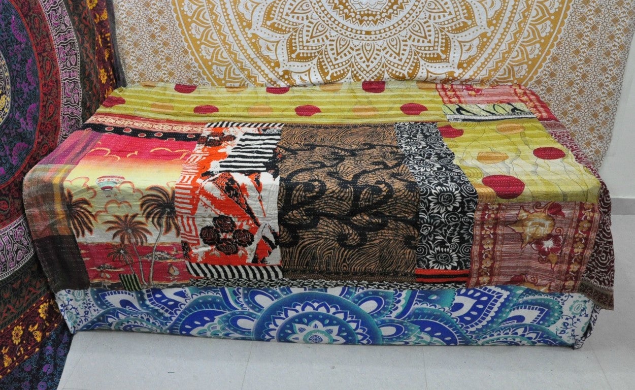 Bona Sari Kantha Throw-Jaipur Handloom