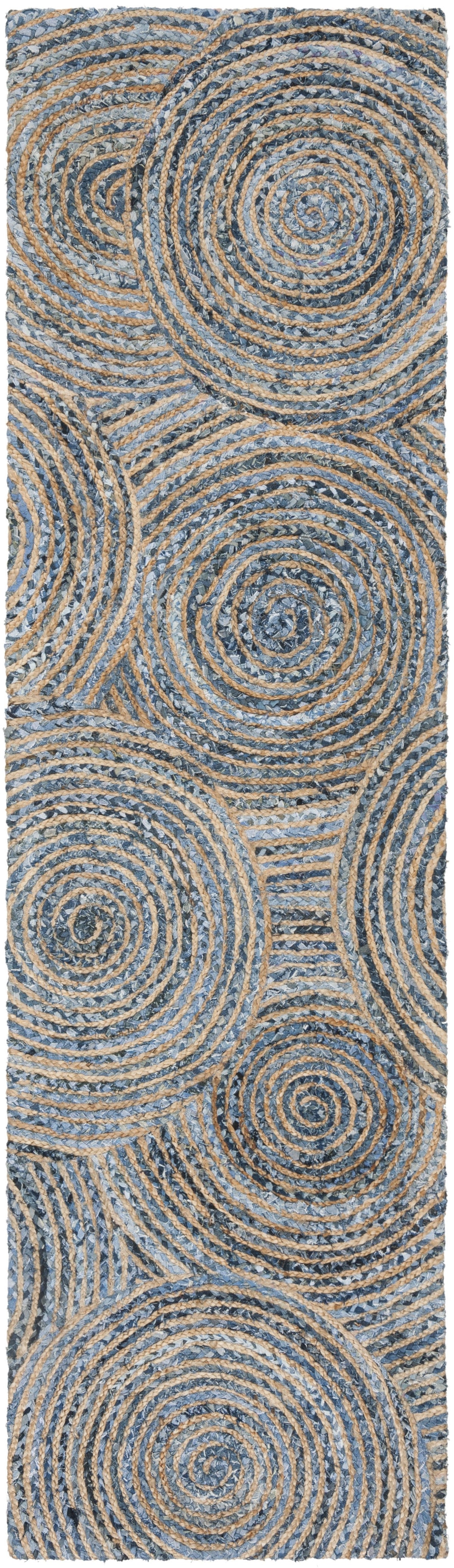 Braided Denim Jute Antique Style Hallway Runner, Entryway Rug Runner