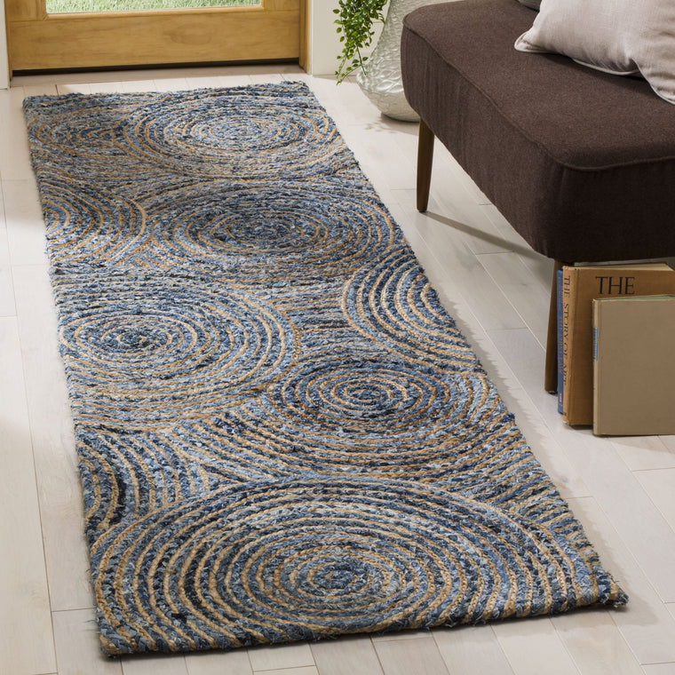 Braided Denim Jute Antique Style Hallway Runner, Entryway Rug Runner